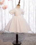 שמלת נסיכות לילדים פאייטים לבנים שמלת תינוק בת שנה שמלת תינוק שמלת יום הולדת שמלת יום הולדת שמלת נסיכה