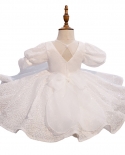 فستان أميرة للأطفال أبيض ترتر فستان عيد ميلاد