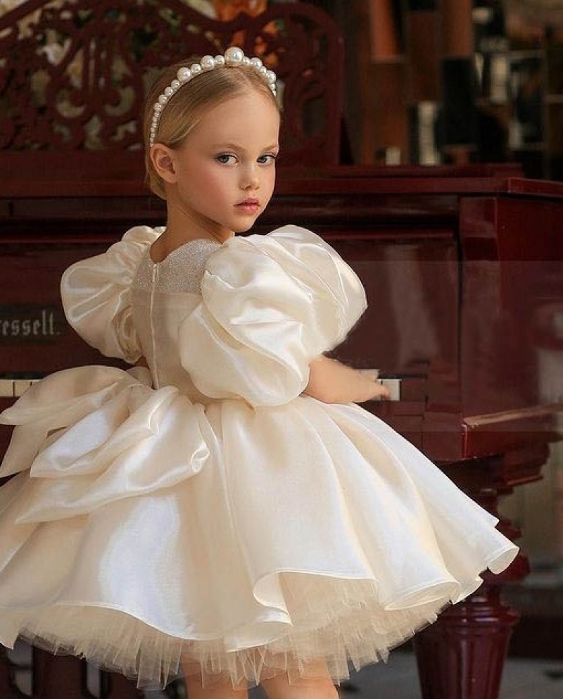 שמלת ילדים שמלת נסיכה שמלת ילדה פרח שמלת כלה רכה שמלת כלה תצוגת יום הולדת ילדה קטנה בת שנה היי