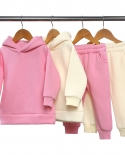 Set di due pezzi per bambini addensato casual tinta unita pullover maglione con cappuccio pantaloni