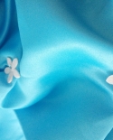 Womens Blue Pleated Sleeveless Cute Flower Decorated Puffy Princess Dress