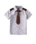 Childrens Khaki Vest Short-sleeve Three Piece Lapel Tie Uniform