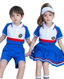 Childrens Preppy Style Lapel Blue and White Strip Twp-piece Sportwear