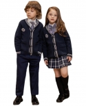 Children Preppy Style Single-breasted Cardigan Blazer and Lapel Shirt Three-piece Uniform