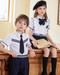 أطفال قصيرة الأكمام لطيف واحد الصدر قطعتين مع ربطة عنق
