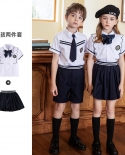 Children Short Sleeve Cute Singel-breasted Two-piece With Bow Tie