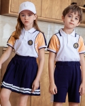 Enfants Preppy Style Revers Pull Blanc Sportwear Deux pièces