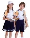 Enfants Preppy Style Revers Pull Blanc Sportwear Deux pièces
