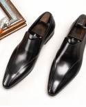 Luxury Patent Leather Mens Formal Shoes Genuine Leather Handmade Pointed Toe Slip On Business Office Party Suit Dress L