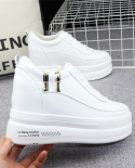 Super High Heel 10cm Womens Shoes 2022 Autumn New Thicksoled Laceup White Shoes Allmatch Wedge Casual Shoes Sneakers  W