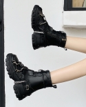 Women Shoes Platform Boots Punk Gothic For Women Boots Combat Boots Ladies Black Boots Metal Button Woman Motorcycle Boo