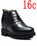 16cm Mens Invisible Height Increasing Leather Shoes Extra High Elevator Thick Soled Leather