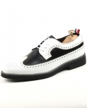 Classic White Black Brogue Leather Shoes Flat For Men Dress Party Groom Formal Wedding Prom Oxford Shoes Zapatos De Novi