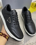2023 Fashion Mens Shoes Designer Leather Casual Shoes Low Help Tie Outdoor Casual Young Black Leather Motion Shoes