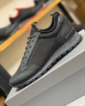 2023 Fashion Mens Shoes Luxury Leather Casual Shoes Low Help Tie Outdoor Casual Young Black Nylon Motion Shoes