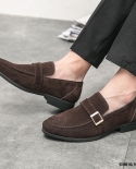 New Luxury Suede Leather Belt Buckle Slip On Shoes Men Casual Loafers Business Formal Dress Footwear Sapatos Tenis Mascu