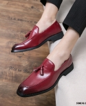 New Luxury Black Red Tassel Pendant Pointed Flats Oxford Shoes Men Casual Loafers Formal Dress Footwear Zapatos Hombre V