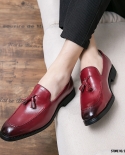 New Luxury Black Red Tassel Pendant Pointed Flats Oxford Shoes Men Casual Loafers Formal Dress Footwear Zapatos Hombre V