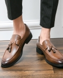 New Luxury Designer Brown Tassel Slip On Leather Shoes For Mens Wedding Dress Prom Homecoming Oxford Sapatos Tenis Mascu