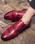 Luxury Designer New Mens Red Black Blue Lace Up Wedding Homecoming Brogue Shoes Flats Casual Loafers Formal Dress Zapato