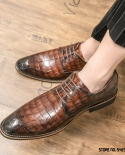 2022 Designer Mens Pointed Crocodile Pattern Oxford Dress Wedding Prom Homecoming Patent Leather Shoes Sapato Social Ma