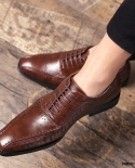 New Pointed Lace Up Black Brown Patent Leather Flats Shoes For Men Casual Oxford Formal Dress Wedding Sapatos Tenis Masc