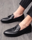  New Fashion Men British Tassel Style Oxford Slip On Formal Shoes Male Wedding Prom Homecoming Shoes Sapato Social Mascu