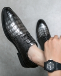 New Fashion Luxury Designer Gentleman Pointed Crocodile Pattern Leather Wedding Shoes Men Casual Loafers Formal Dress Fo