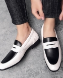 New  Street Trendsetter Men Two Tone Color Patchwor Shoes Male Dress Wedding Prom Homecoming Shoe Zapatillas Hombre Foot