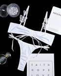 Yimunancy 2piece Wireless Lace Up Bra Set Women Butterfly Underwear Set Ladies White  Lingerie Set  Bra  Brief Sets