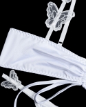 Yimunancy 2piece Wireless Lace Up Bra Set Women Butterfly Underwear Set Ladies White  Lingerie Set  Bra  Brief Sets
