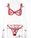 Yimunancy 2 Pcs Heart Embrodiery Lace Bra Set Women Transparent Bra  Panty Lingerie Set  Ladies  Underwearbra  Brief S