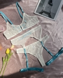 Yimunancy 3piece Mesh Bra Set Women Transparent Color Straps Underwear Set 5 Colors  Lingerie Set  Bra  Brief Sets
