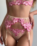 3 Piece Embroidery Lace Bra Set Women Flroal Unlined Bra Underwire  Thong Underwear Set Ladies  Lingerie Setbra  Brief