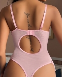 Yimunancy Lace Bodysuit Women Backless Pink  Bodysuit Spaghetti Strap Skinny Body Femme Clubwear With Stockings