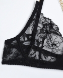 Conjunto de lingerie bordado com corrente de ouro 4 peças Yimunancy conjunto feminino preto transparente exótico kit liga chique