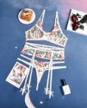 Yimunancy Pastoral Style Lace Bra Set Girl Fresh Contrast Color Small Floral Underwear Set Sweet Bow Underwear 3 Piece S