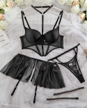 Yimunancy Halter Soft Mesh Bra Set Women Gothic Garter  Lingerie Set Black Panty Underwear Set  Bra  Brief Sets