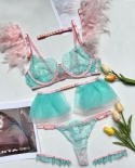 Yimunancy 5 Piece Lace Lingerie Set Women Further Garter Exotic Set Mesh Patchwork Luxury Garter Set