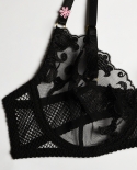 Yimunancy Lace Bra Set Women Mesh Transparent Mesh Lingerie Set Black  Underwear Set
