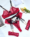 Yimunancy 3piece Neon Color Chain Hallow Out Exotic Sets Women 3 Colors  Lingerie Set Panty Garter Fancy Kit  Bra  Brie