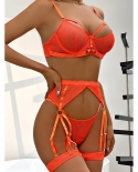 Yimunancy 3 Piece Mesh Transparent Lingerie Set Women 4 Colors  Exotic Set Garter Brief Underwear Set