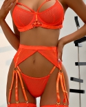 Yimunancy 3 Piece Mesh Transparent Lingerie Set Women 4 Colors  Exotic Set Garter Brief Underwear Set