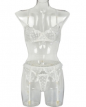 Yimunancy 3 Piece Dot Lace Bra Set Women Transaprent Underwear Set With Underwire White  Lingerie Setbra  Brief Sets