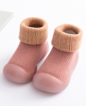 Yellow Black Baby Girls Booties Soft Soles Toddler Shoes Winter Kids Warm Snow Shoes Socks Infant Boys Brushed Thick Soc