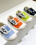 Boys Girls Soft Non Slip High Quality Kids Sport Shoes Fashion Childrens Canvas Shoes Checkered Patchwork Sneakers For 