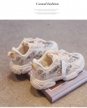 2022 Spring Fashion Child Sneakers Rhinestones Glittering Childen Outdoor Leisure Sports White Shoes Red Kids Toddler Gi