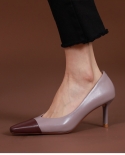  Style Square Toe High Heel Shoes Elegant Woman Cowhide Real Leather Pumps Thin Heels 7cm Mixed Color Pump Party Dress H
