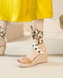 2022 Women’s Wedge Sandals Shoes Woman Platform Heel Sandals Cow Leather Summer Lady Hemp Espadrilles Sandal With Narr