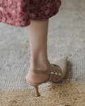 נעלי עקב קיץ אישה ילד זמש עקבים גבוהים 7 סמ משאבות סנדלים בסגנון צרפתי לנשים משאבות נשים